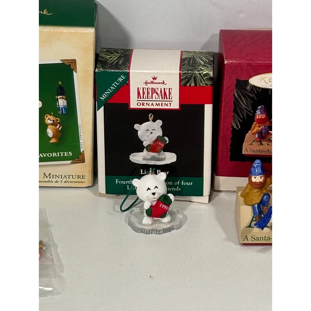 Hallmark Keepsake Ornament Lot 1990-1994 Miniature Five Tiny Favorites ASAP Bear